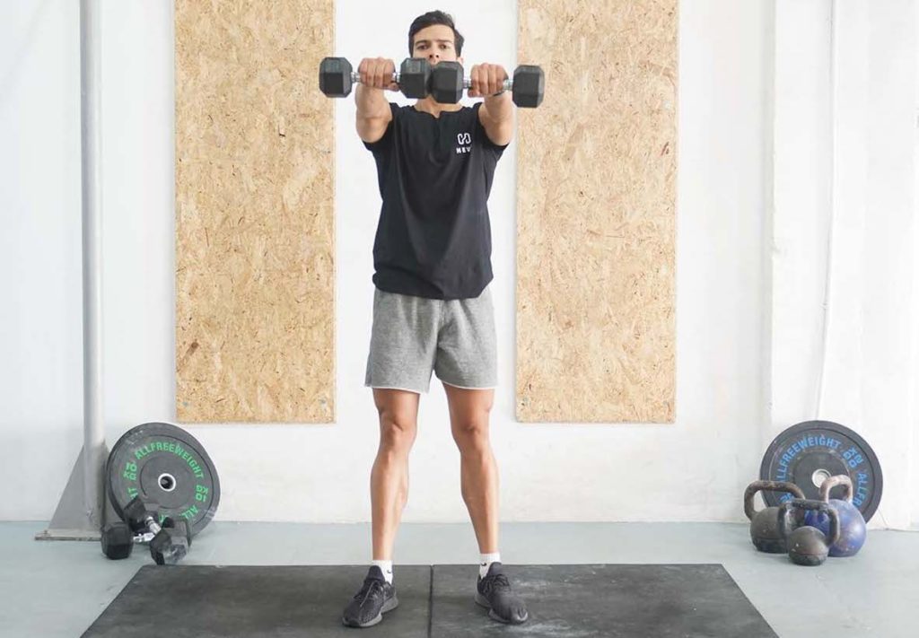 man front raise dumbbell 